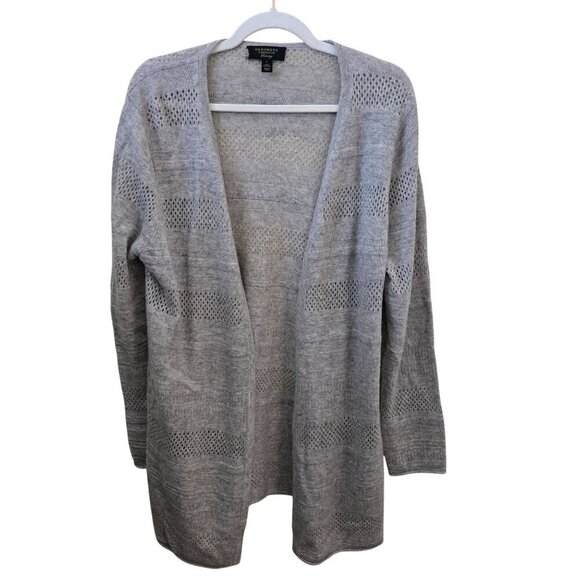 Charter Club Gray 100% Cashmere Lightweight Open Front Cardigan Sweater Size L - Picture 2 of 8